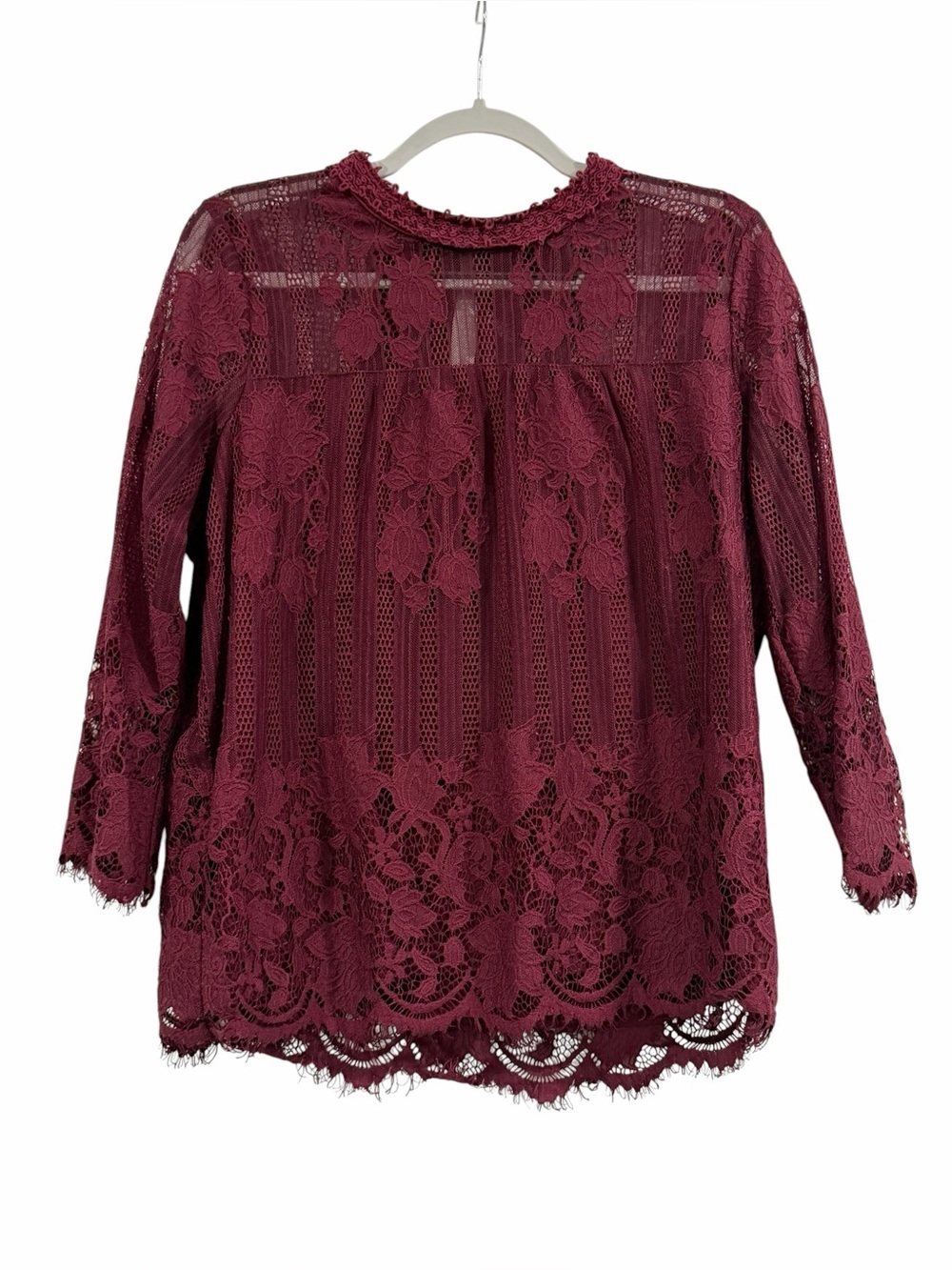 Women’s Burgundy Wine Lace Blouse Top New York & Co